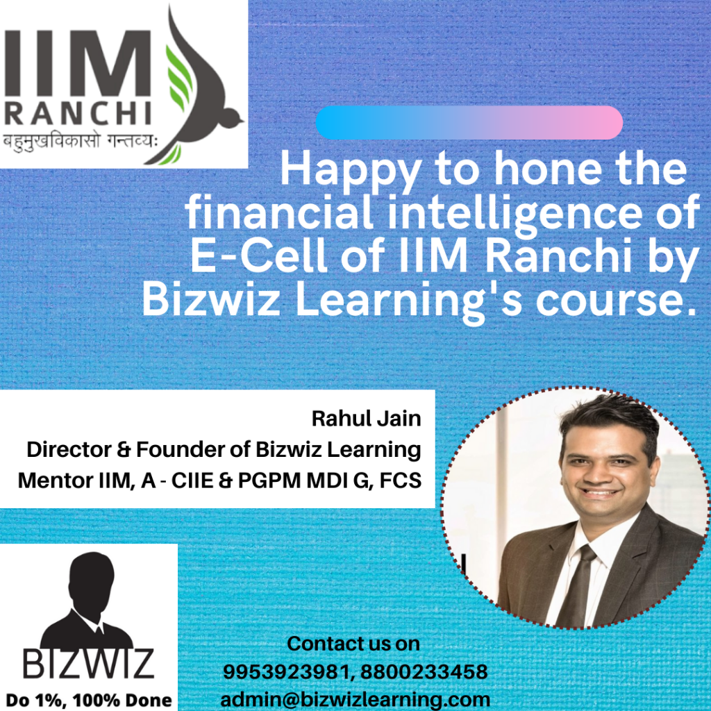 Honing the financial Intelligence of E Cell of IIM Ranchi