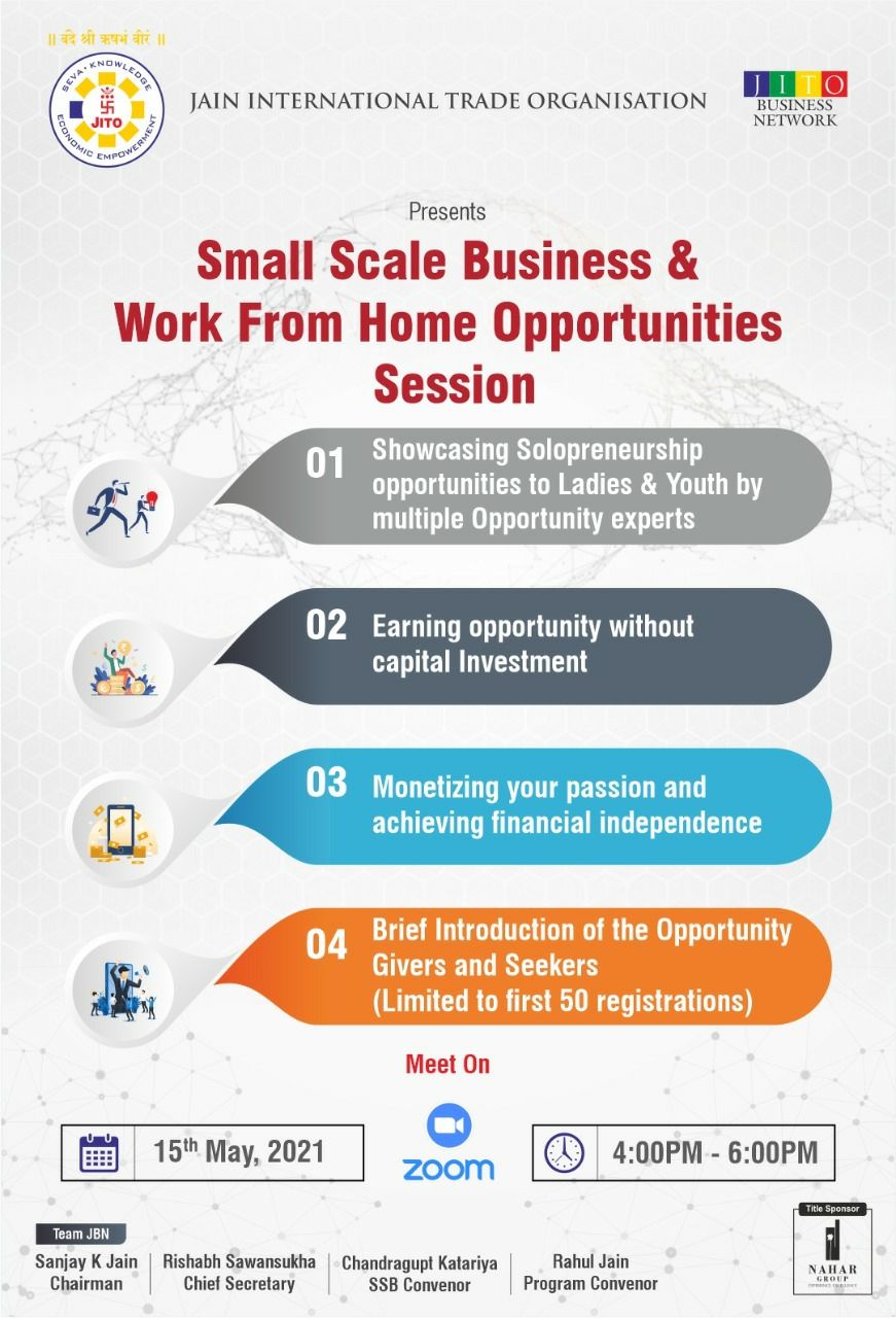Meet on Small Scale Business and work from home opportunities