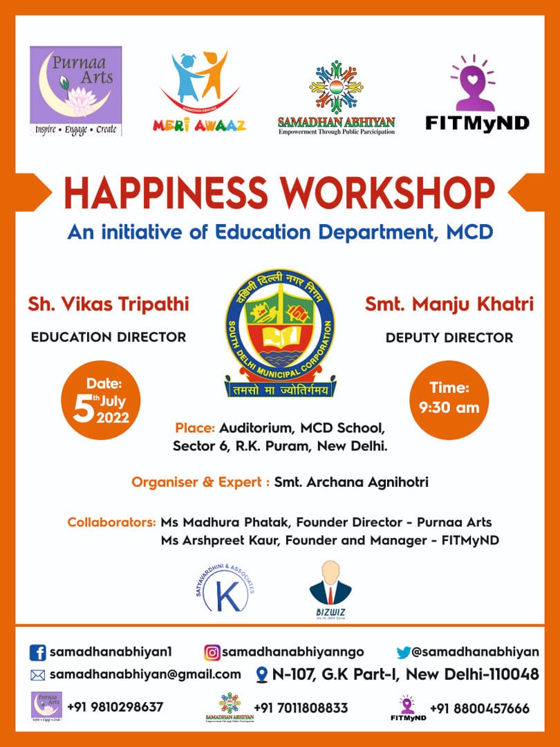 Happiness Workshop an Initiative of Education Dept, MCD